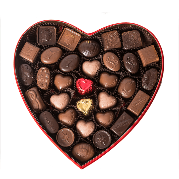 Βελούδινη καρδιά με 460 γρ. σοκολατάκια Leonidas