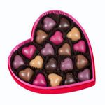 Βελούδινη καρδιά με βελούδινη κορδέλα με 200 γρ  σοκολατένιες καρδούλες
