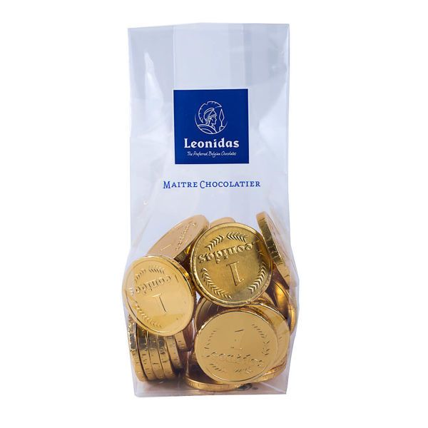 Συσκευασία με 30 τεμάχια σοκολατένιες λίρες σε χρυσό περιτύλιγμα