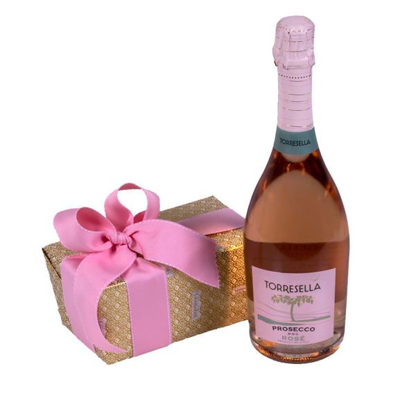 Κουτι με σοκολατακια Leonidas, αμπαλαζ και ροζε prosecco Torresella