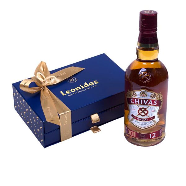 Κουτί Drawer Box Leonidas με ουίσκι Chivas Regal 12 years