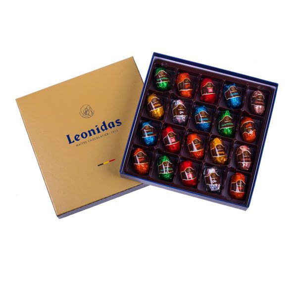 Χάρτινο χρυσό τετράγωνο κουτί Heritage M με 320 γρ σοκολατάκια με λικέρ σε σοκολάτα υγείας - assortment of pure liquors dark