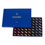 Χάρτινο μπλέ κουτί πολυτελείας με αμπαλάζ και 800 γρ. Pure liqueur Leonidas