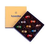 Χάρτινο χρυσό τετράγωνο κουτί Heritage S με 150 γρ σοκολατάκια με λικέρ σε σοκολάτα υγείας - assortment of pure liquors dark