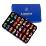 Μεταλλικό παραλληλόγραμμο μπλέ κουτί με 350 γρ σοκολατάκια με λικέρ σε σοκολάτα υγείας - assortment of pure liquors dark