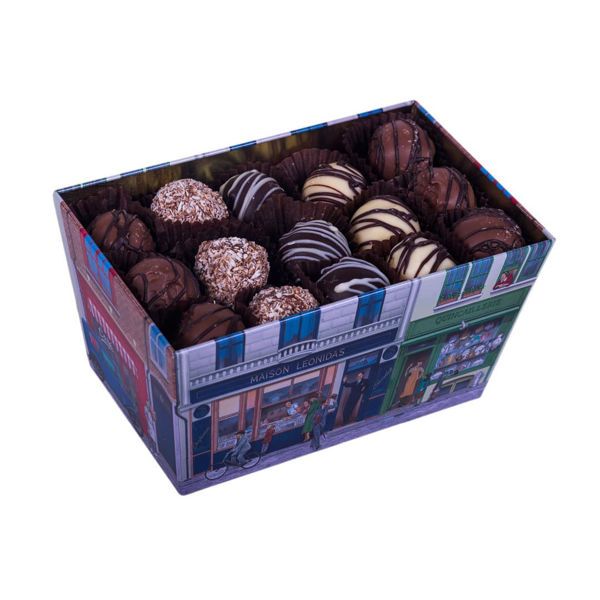 Μεταλλικό κουτί Maison Leonidas 110 χρόνων με 400 γρ. σοκολατένια τρουφάκια Leonidas