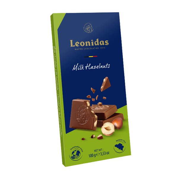 Σοκολάτα πλάκα Leonidas 100 γρ.  Milk 30% Hazelnuts