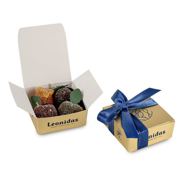 Κουτάκι με 4 pates de fruit (ζελεδάκια φρούτων) Leonidas & κορδέλα