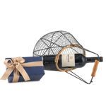 Μεταλλικό καλάθι με σοκολατάκια Leonidas και κρασί Αργυρίου