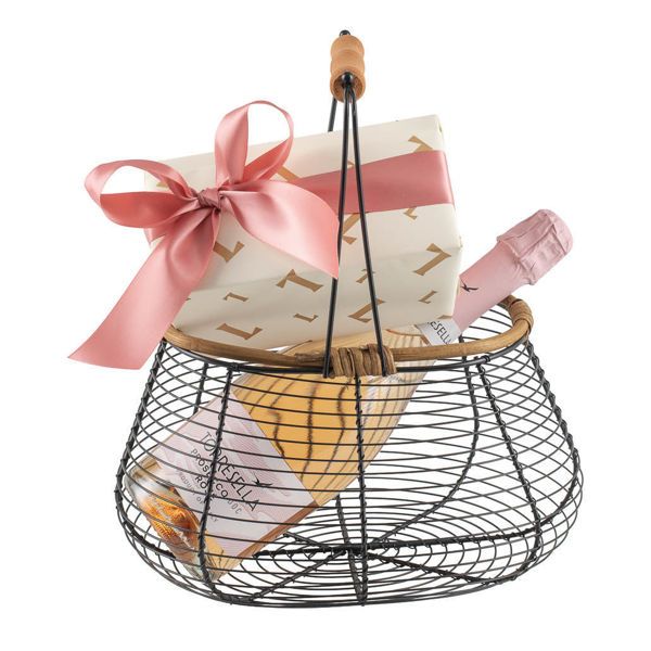 Μεταλλικό καλάθι με σοκολατάκια Leonidas και 1 ροζέ Prosecco