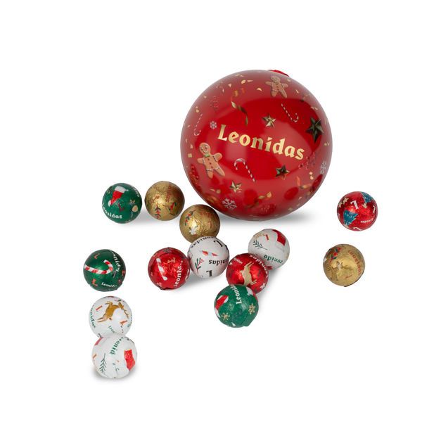 Μεταλλική χριστουγεννιάτικη μπάλα με 13 σοκολατένιες χριστουγεννιάτικες μπαλίτσες
