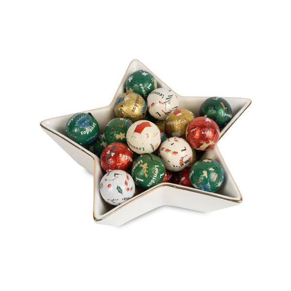 Χριστουγεννιάτικο κεραμικό αστέρι με 260 γρ. σοκολατένιες χριστουγεννιάτικες μπαλίτσες