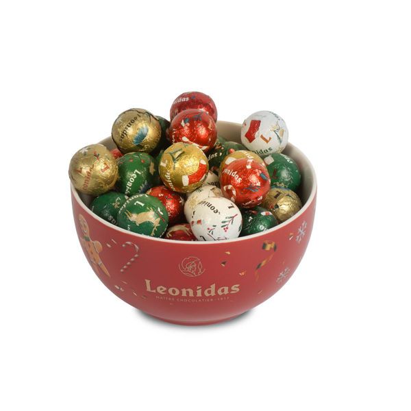 Χριστουγεννιάτικο κεραμικό μπώλ με 400 γρ. σοκολατένιες χριστουγεννιάτικες μπαλίτσες