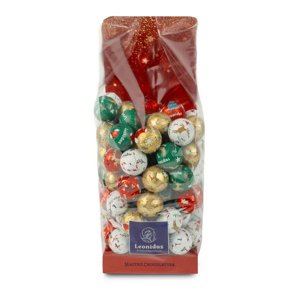 Σακκουλάκι με 1 κιλό ποικιλία σοκολατένιες χριστουγεννιάτικες μπαλίτσες Leonidas