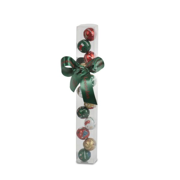 Διάφανη συσκευασία με 12 σοκολατένιες χριστουγεννιάτικες μπαλίτσες  Leonidas