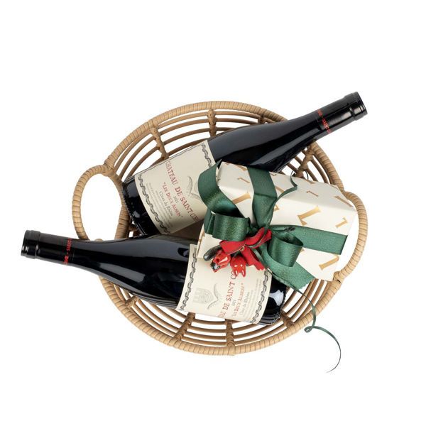 Καλάθι με κρασιά Ροδανού Γαλλίας Cotes du Rhone και σοκολατάκια Leonidas