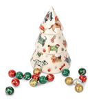 Κεραμικό διακοσμητικό σε σχήμα χριστουγεννιάτικου δέντρου με 350 γρ. ποικιλία σοκολατένιες χριστουγεννιάτικες μπαλίτσες  Leonidas