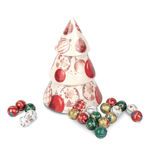 Κεραμικό διακοσμητικό σε σχήμα χριστουγεννιάτικου δέντρου με 350 γρ. ποικιλία σοκολατένιες χριστουγεννιάτικες μπαλίτσες  Leonidas