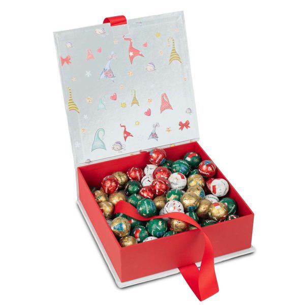 Χάρτινο Χριστουγεννιάτικο κουτί με 1 κιλό ποικιλία σοκολατένιες χριστουγεννιάτικες μπαλίτσες  Leonidas