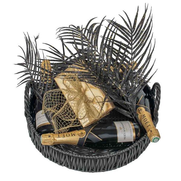 Δίσκος με χριστουγεννιάτικο αμπαλάζ με 4 σαμπάνιες Moet & Chandon και 1 κιλό σοκολατάκια Leonidas