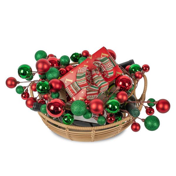 Δίσκος Polyrattan με Χριστουγεννιάτικη γιρλάντα 4 Γαλλικά κρασιά Trois Tour και 1 κιλό σοκολατάκια Leonidas