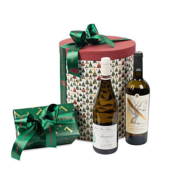 Χάρτινη Χριστουγεννιάτικη καπελιέρα με 2 κρασιά και 750 γρ. σοκολατάκια Leonidas