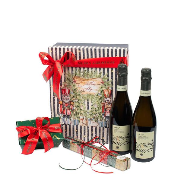 Χάρτινο Χριστουγεννιάτικο κουτί Christmas Story με Prosecco και σοκολατάκια Leonidas
