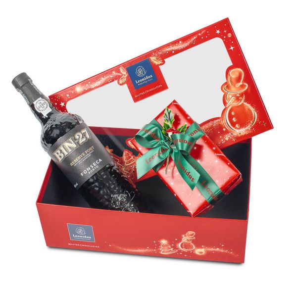 Χριστουγεννιάτικο κουτί Leonidas με 500 γρ σοκολατάκια και Fonseca Porto Bin No 27 Reserve