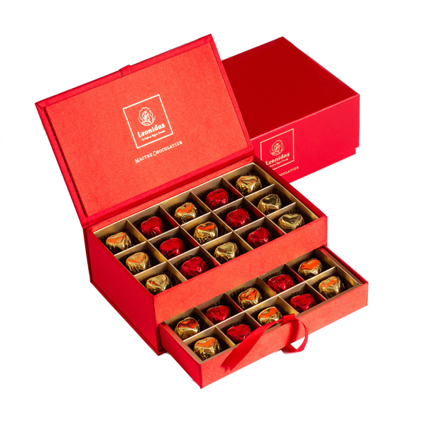 Mπιζουτιέρα με τυλιχτές πραλίνες Leonidas 450 γρ. σε σχήμα καρδιάς