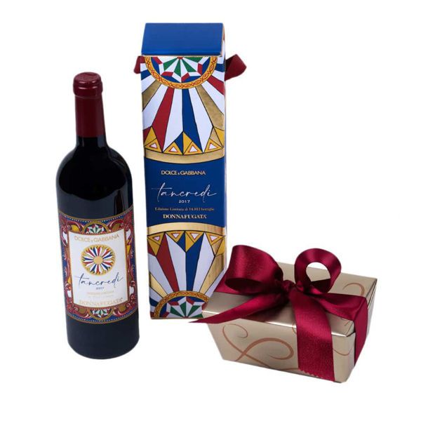 Κόκκινο κρασί Ιταλίας Donna Fugata, Dolce & Gabbana με σοκολατακια Leonidas & αμπαλαζ