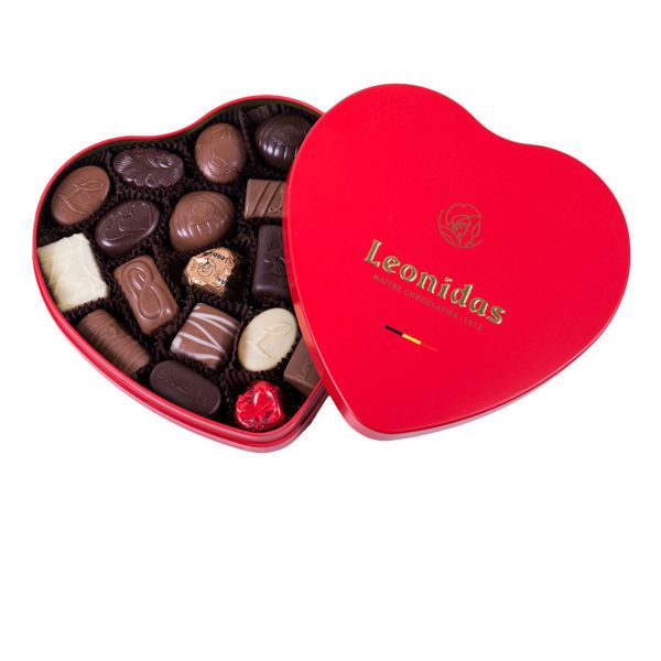 Μεταλλική καρδιά με 320 γρ σοκολατάκια Leonidas