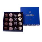 Χάρτινο μπλέ τετράγωνο κουτί Heritage S με 260 γρ. σοκολατάκια τρουφάκια (perles) Leonidas