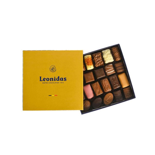 Χάρτινο χρυσό τετράγωνο κουτί Heritage S με 320 γρ. ποικιλία σοκολατάκια Leonidas