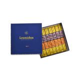 Λικέρ Πολυκαλά Φραγκοστάφυλο & Χάρτινο μπλέ τετράγωνο κουτί Heritage S με 350 γρ. σοκολατάκια Leonidas  gianduja, giantina, giam