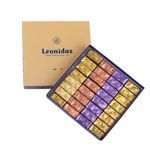 Χάρτινο χρυσό τετράγωνο κουτί Heritage S με 350 γρ. σοκολατάκια gianduja, giantina, giamanda Leonidas