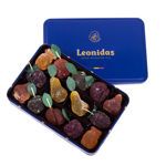 Μεταλλικό παραλληλόγραμμο μπλέ κουτί με 390 γρ. pates de fruit (ζελεδάκια φρούτων) Leonidas