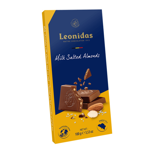Σοκολάτα πλάκα Leonidas 100 γρ  Milk 30% Salted Almonds