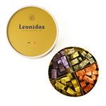 Χάρτινη λευκή καπελιέρα με χρυσό καπάκι και 800 γρ. σοκολατάκια gianduja, giantina, giamanda Leonidas