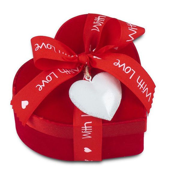 Βελούδινη καρδιά με διακόσμηση και 250 γρ σοκολατάκια Leonidas