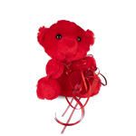 Κόκκινο αρκουδάκι με κολιέ κόκκινη καρδιά και βελούδινη καρδιά με 1 σοκολατάκι Leonidas