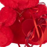 Κόκκινο αρκουδάκι με κολιέ κόκκινη καρδιά και βελούδινη καρδιά με 1 σοκολατάκι Leonidas