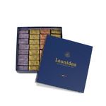 Χάρτινο μπλέ τετράγωνο κουτί Heritage S με 370 γρ. σοκολατάκια gianduja, giantina, giamanda Leonidas