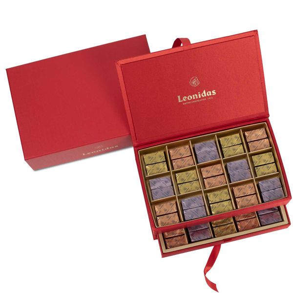 Κόκκινη μπιζουτιέρα με πραλίνες Gianduja - Giantina - Giamanda