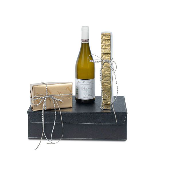 Κουτί με κρασί Sancerre Γαλλίας και σοκολατάκια Leonidas