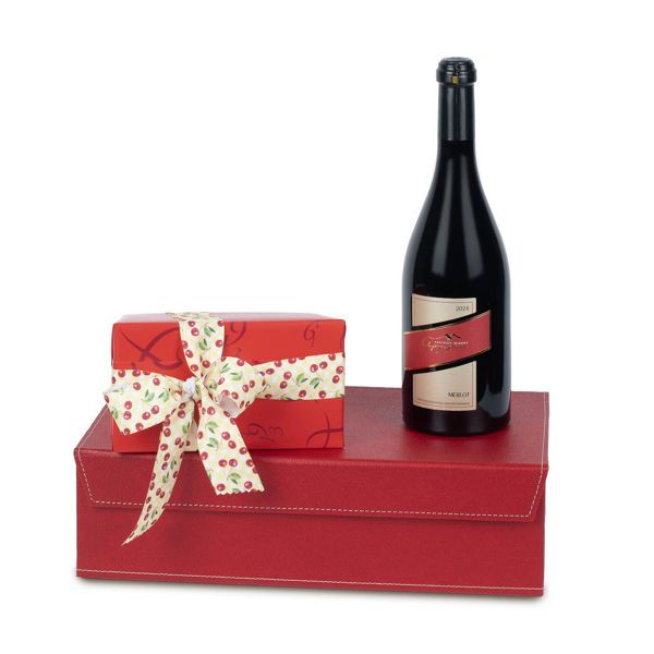 Κουτί με κρασί Αργυρίου Merlot και σοκολατάκια Leonidas