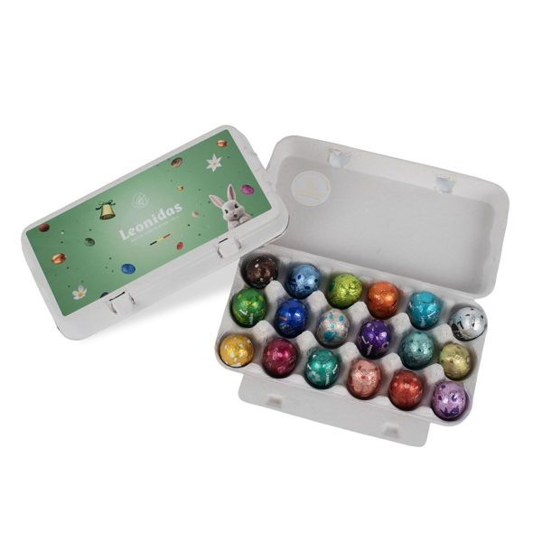 Χάρτινη αυγοθήκη με 18 σοκολατένια αυγουλάκια Leonidas (196 γρ.)