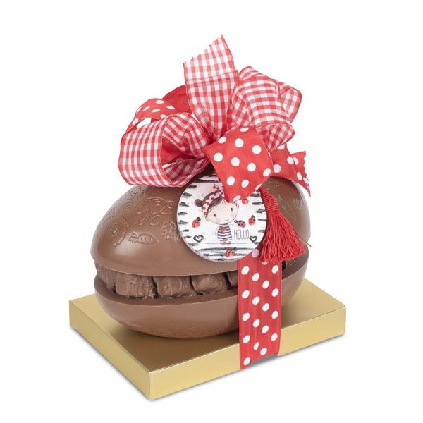 Σοκολατένιο αυγό γάλακτος με πραλίνες και διακόσμηση