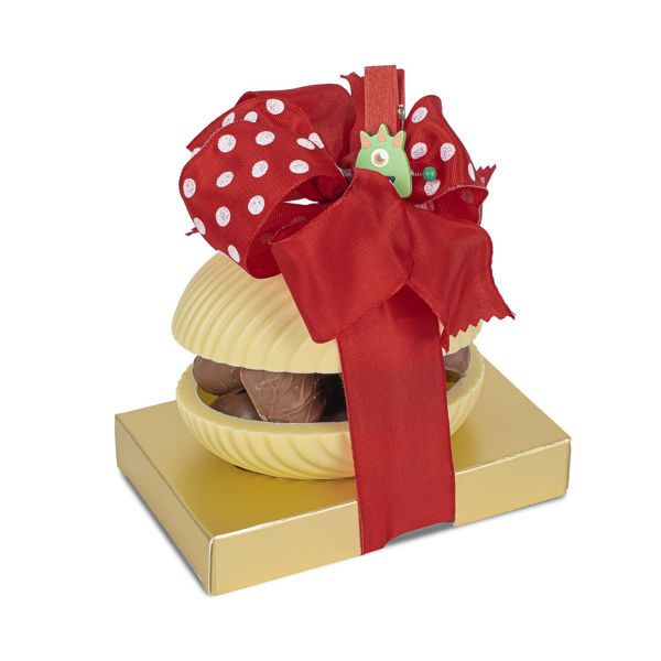 Σοκολατένιο αυγό λευκή σοκολάτα με πραλίνες και διακόσμηση